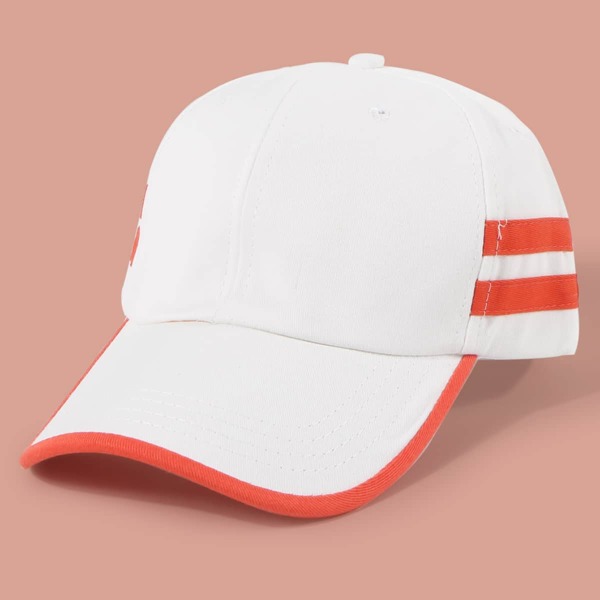 

Men Striped Pattern Baseball Cap, White