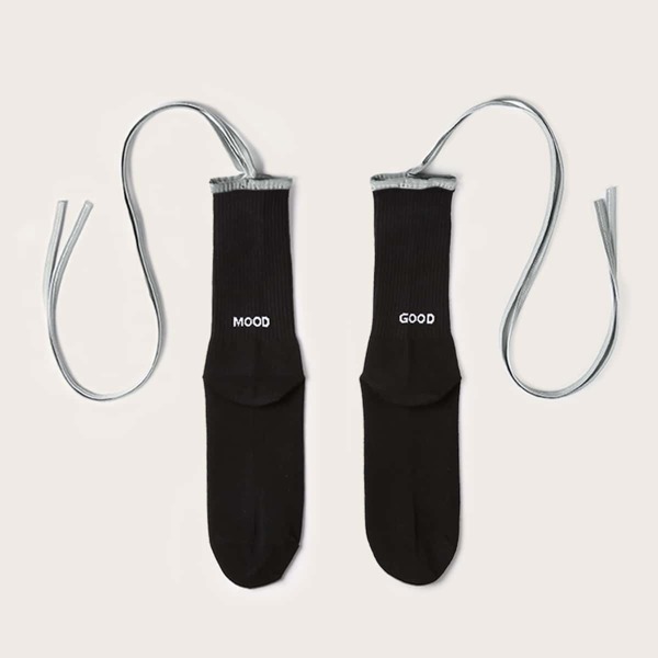

Lace-up Reflective Socks, Black