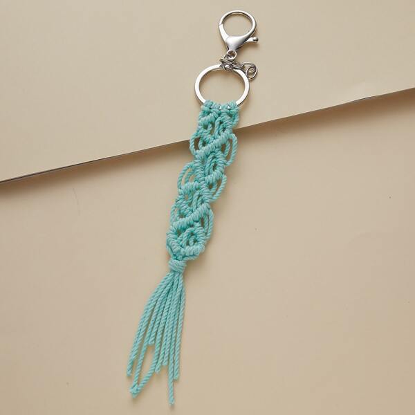 

Braided Tassel Charm Keychain, Blue
