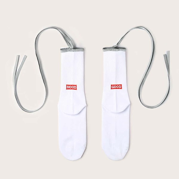 

Lace-up Reflective Socks, White