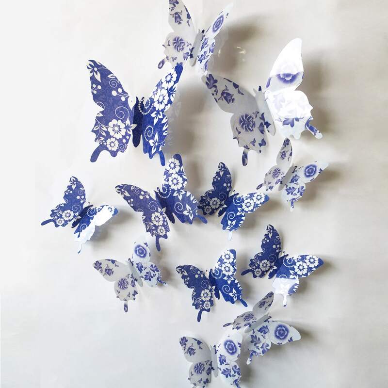 

12pcs 3D Butterfly Shaped Wall Sticker, Multicolor