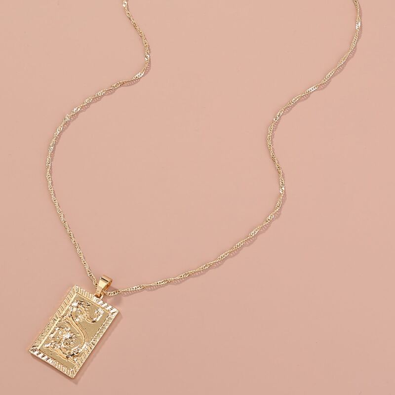 

Geometric Dragon Charm Necklace, Gold