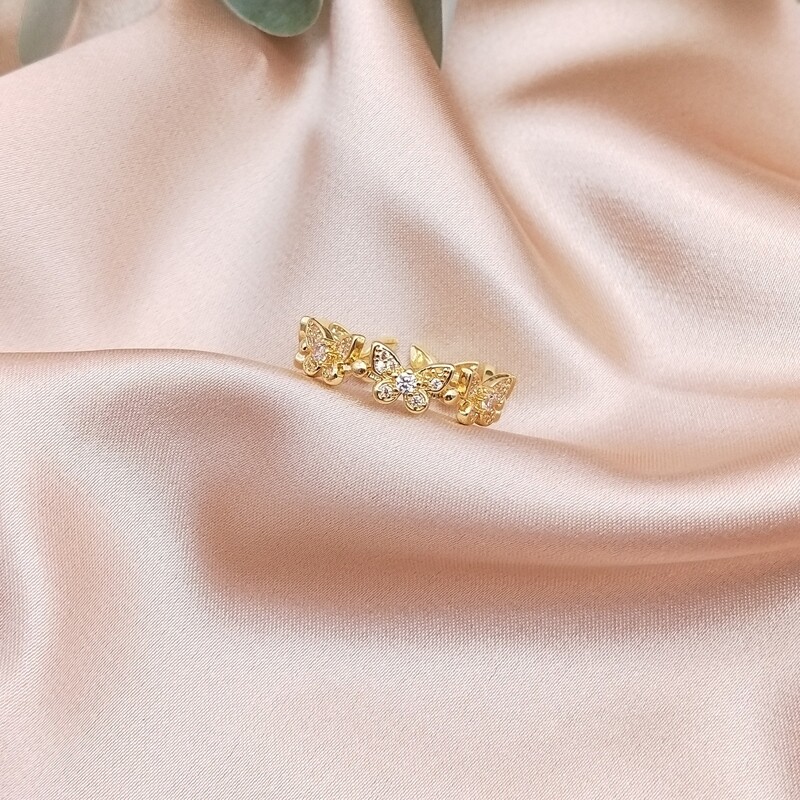 

Butterfly Decor Cuff Ring, Gold