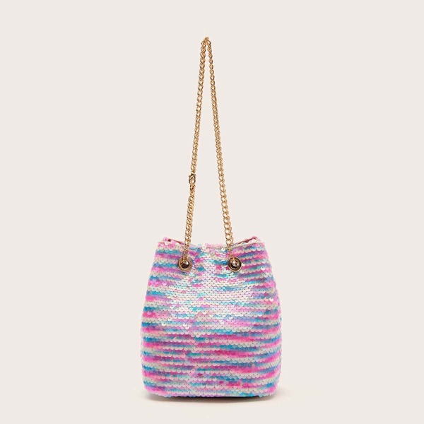 

Sequin Bucket Bag, Purple