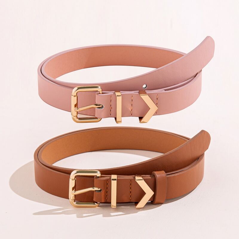 

2pcs Metal Buckle Belt, Multicolor