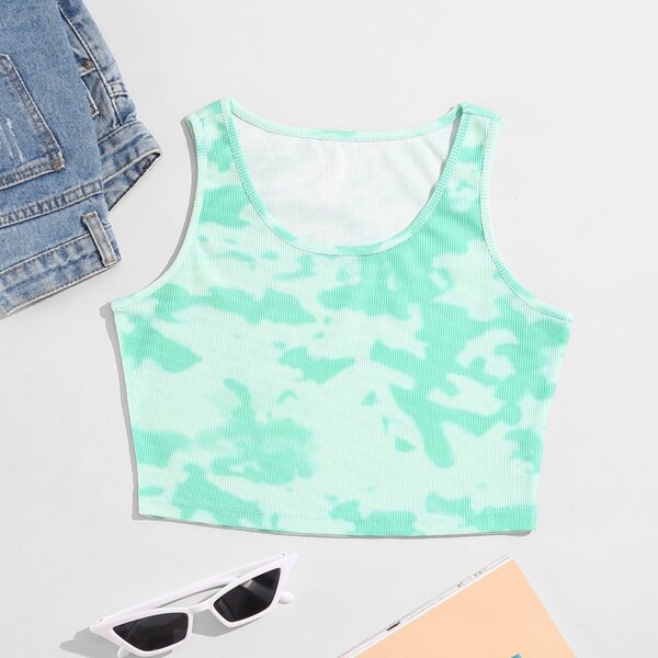 

Tie Dye Crop Tank Top, Mint green