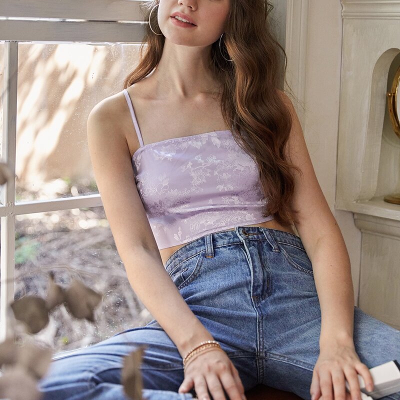 

Jacquard Bow Back Crop Cami, Lilac purple