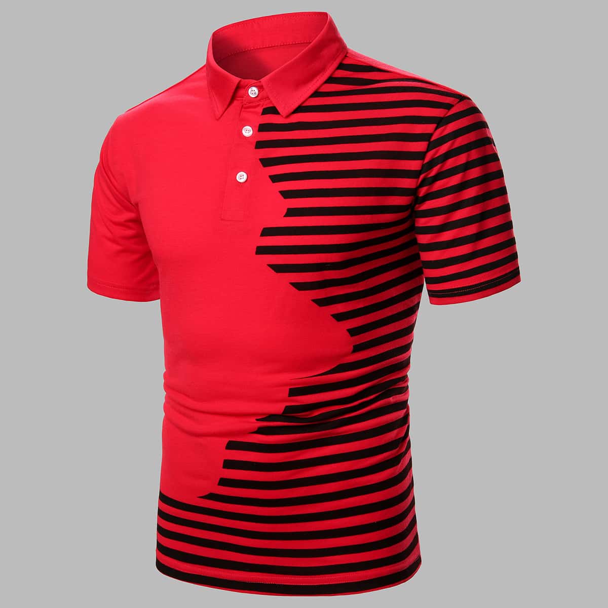 

Guys Striped Panel Polo Shirt, Red