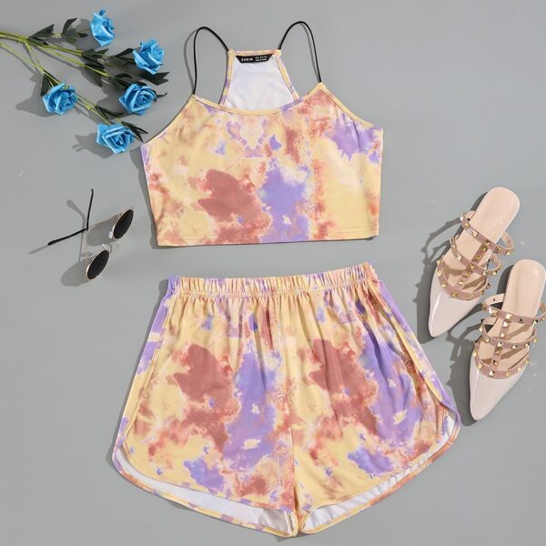 

Tie Dye Cami Top & Track Shorts, Multicolor