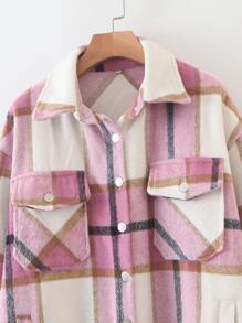 SHEIN Essnce Plaid Flap Pocket Overshirt