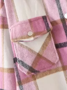 SHEIN Essnce Plaid Flap Pocket Overshirt