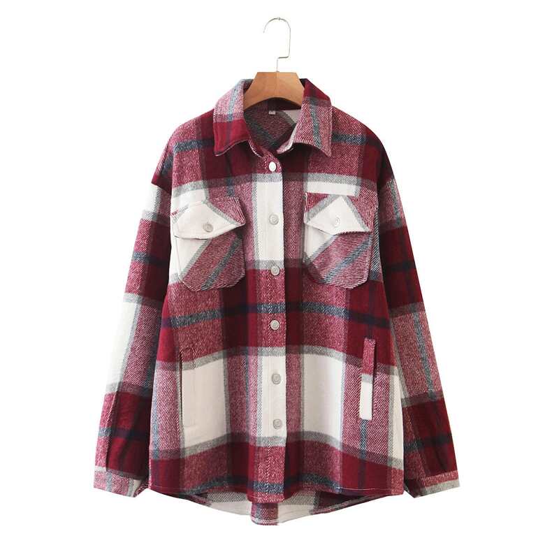 

Flap Pocket Plaid Tweed Coat, Multicolor