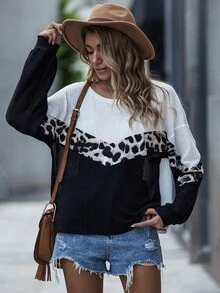 Magliette Leopardo Multicolore Casual - Multicolore - Visualizzare 4