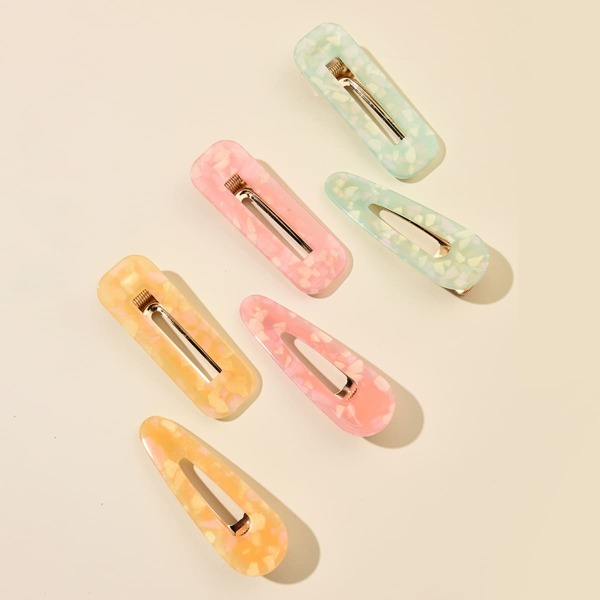 

6pcs Simple Hair Clip, Multicolor