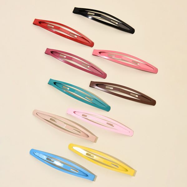 

10pcs Simple Solid Hair Clip, Multicolor