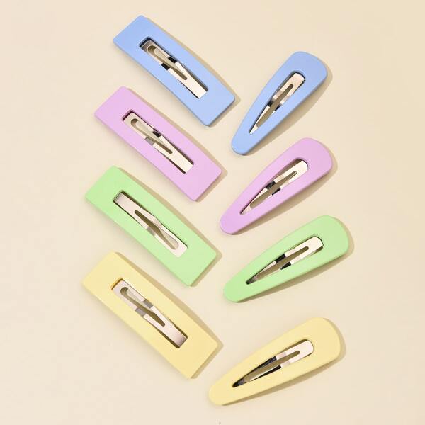 

8pcs Simple Solid Hair Clip, Multicolor