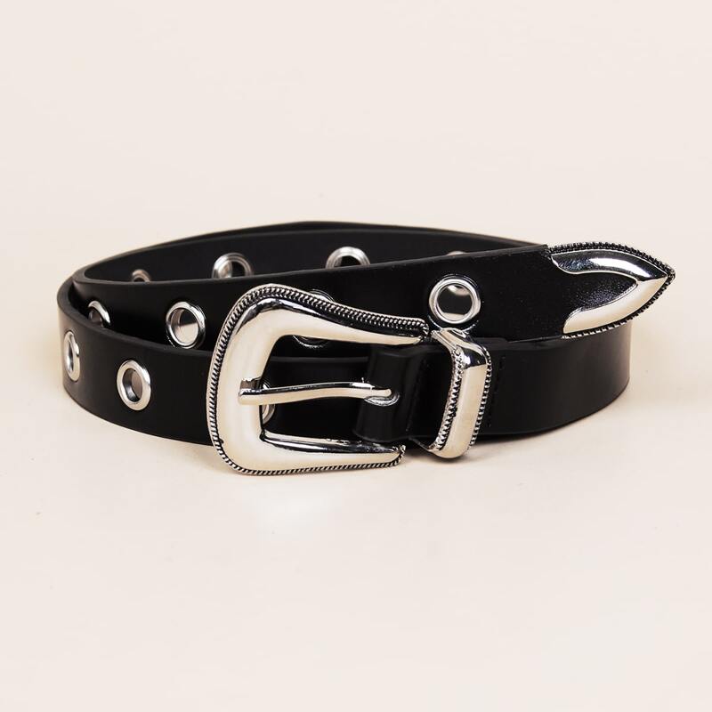 

Eyelet Decor Belt, Black