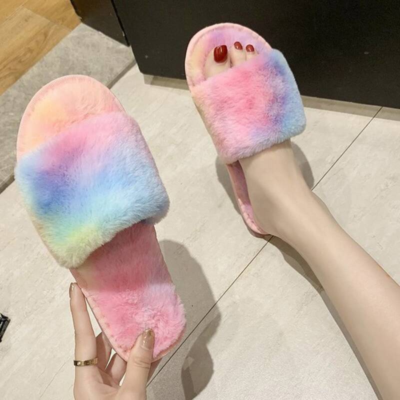

Tie Dye Fuzzy Slippers, Blue