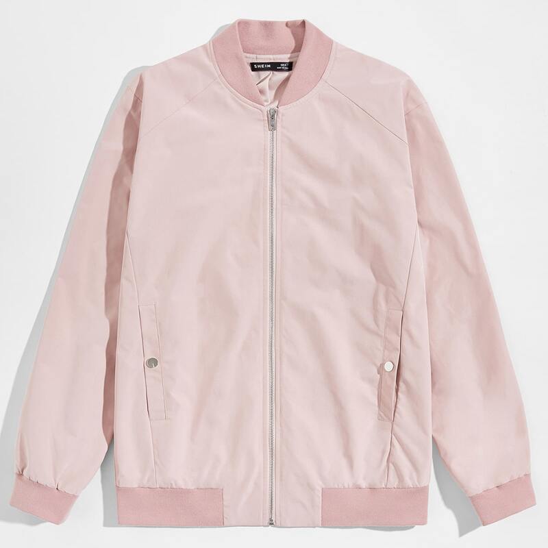 

Guys Zipper Fly Bomber Jacket, Baby pink