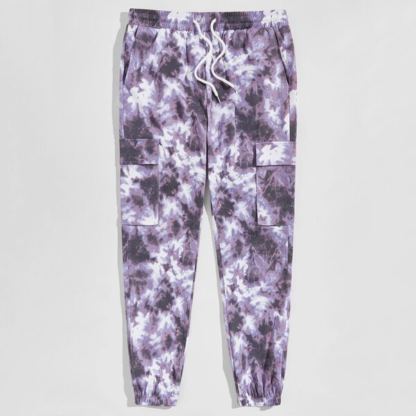 

Men Flap Pocket Tie Dye Carrot Pants, Multicolor