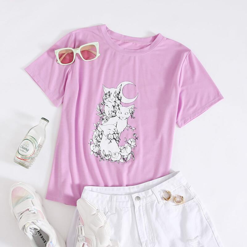 

Animal Print Tee, Pink