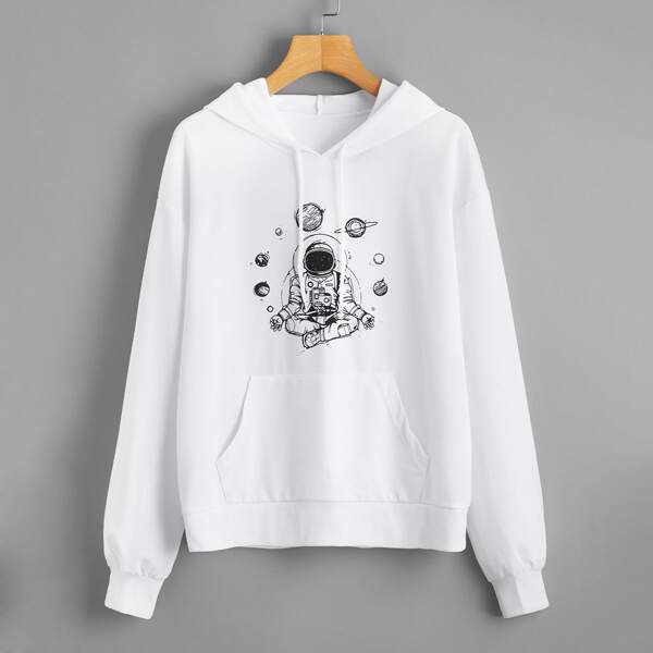 

Astronaut And Planet Print Sweatshirt, White