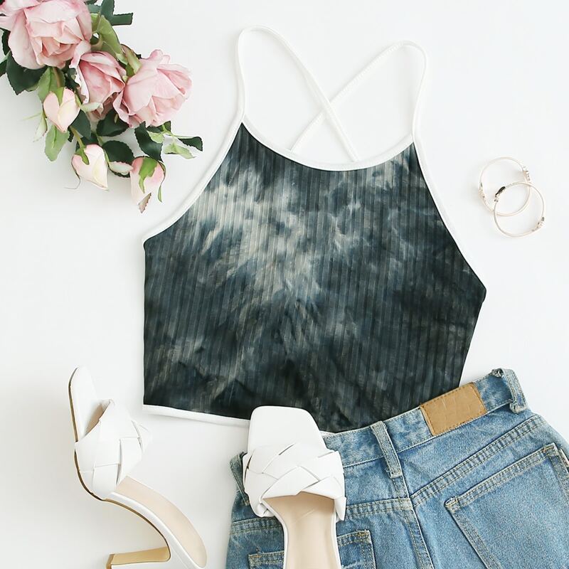 

Lace Up Back Tie Dye Cami, Multicolor