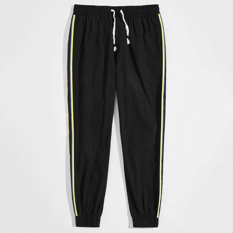 

Guys Striped Tape Side Drawstring Sweatpants, Black