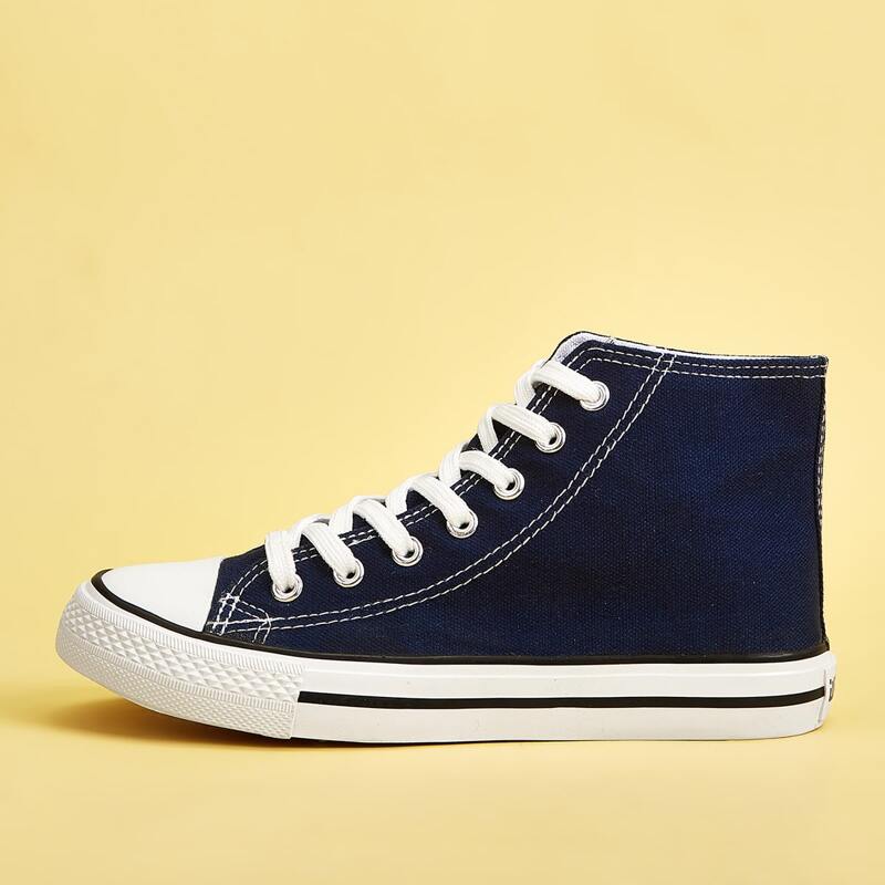 

Lace-up Front High Top Canvas Sneakers, Navy blue