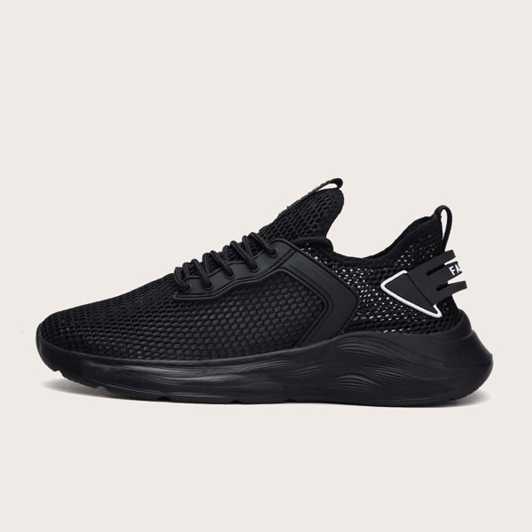 

Men Lace-up Front Mesh Sneakers, Black