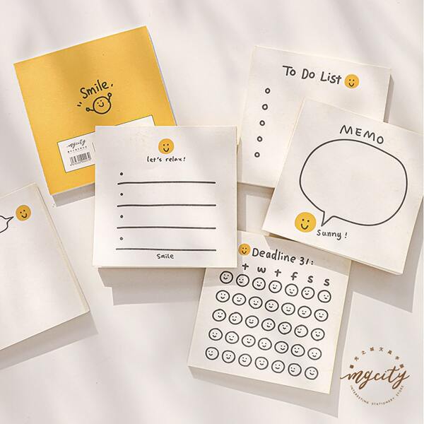 

1pack Smiley Print Random Memo Pad, Multicolor