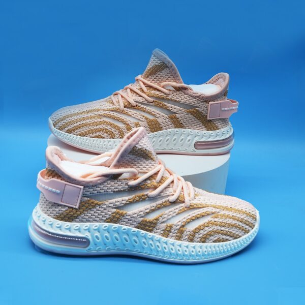 

Lace-up Front Striped Graphic Knit Sneakers, Pink