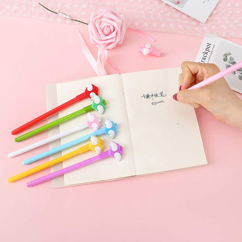 

7pcs Heart Gel Pen, Black