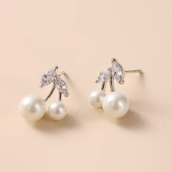 

Cherry Stud Earrings, White