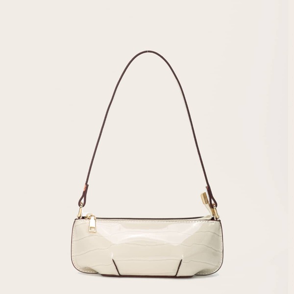 

Minimalist Textured Baguette Bag, Beige