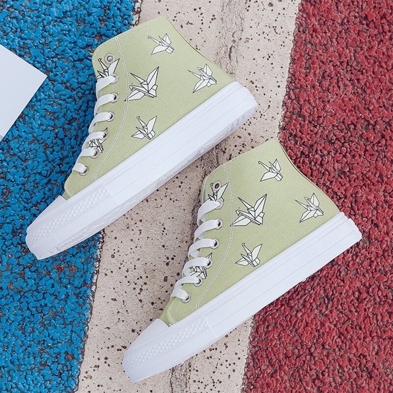 

Paper Cranes High Top Canvas Sneakers, Green