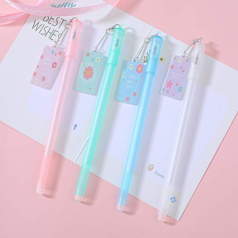 

4pcs Floral Gel Pen, Black