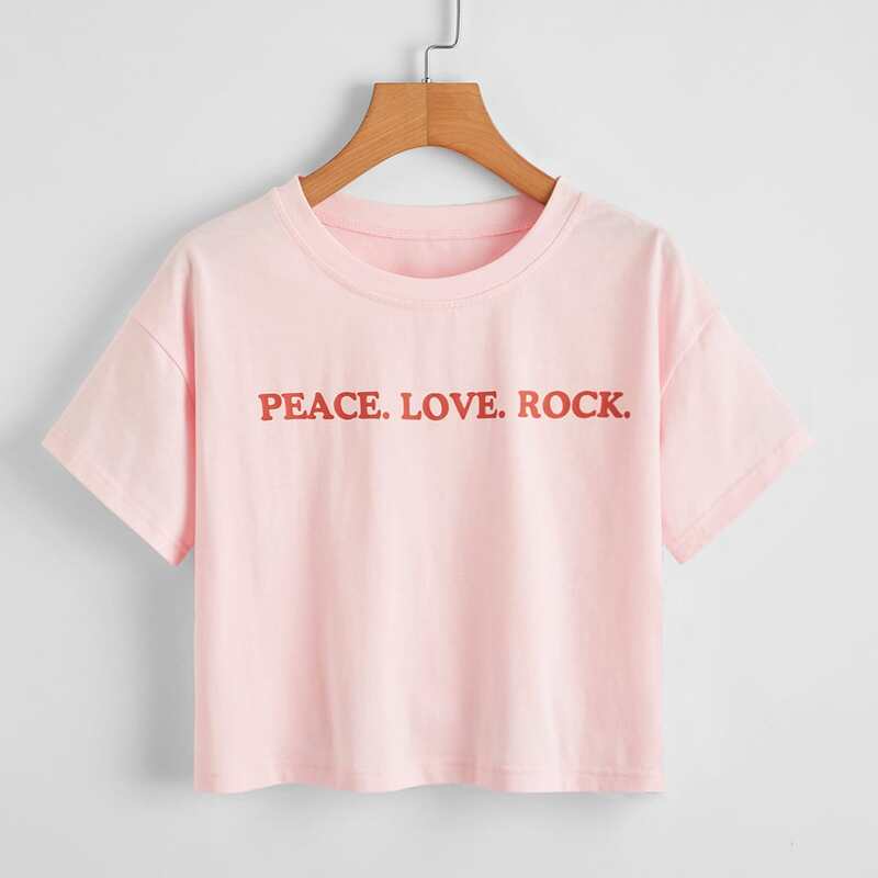 

Letter Graphic Crop Tee, Baby pink