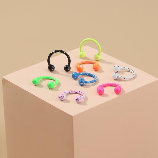 

8pcs Ball Decor Nose Ring, Multicolor