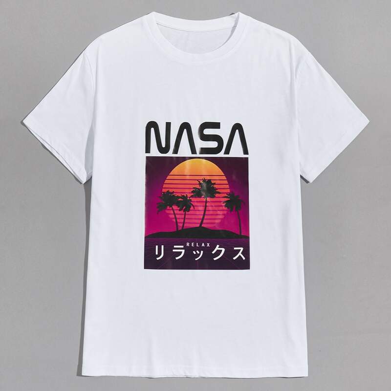 

Guys Tropical Print Tee, White