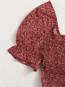 Soleia Top de manga farol de espalda con fruncido con cordón delantero - Burdeos - Ver 3