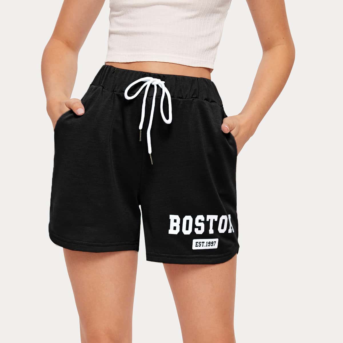 

Letter Graphic Shorts, Black