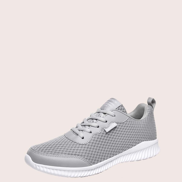 

Men Minimalist Lace-up Front Sneakers, Light grey