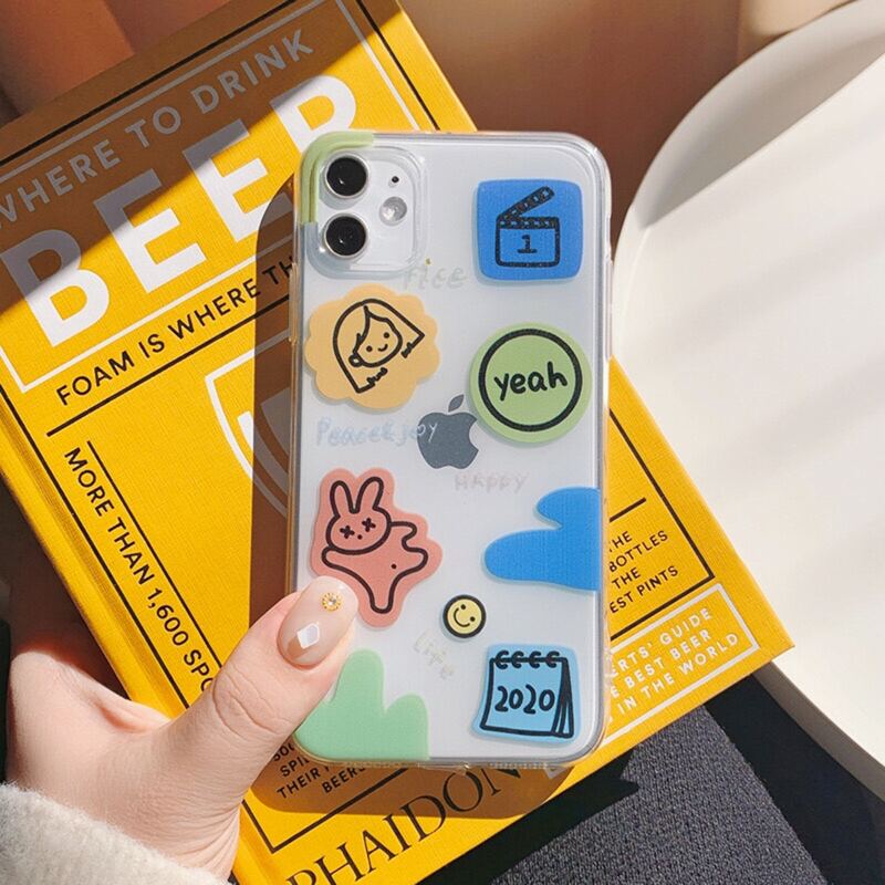 

Cartoon Clear iPhone Case, Multicolor