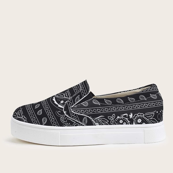 

Graphic Slip On Sneakers, Black