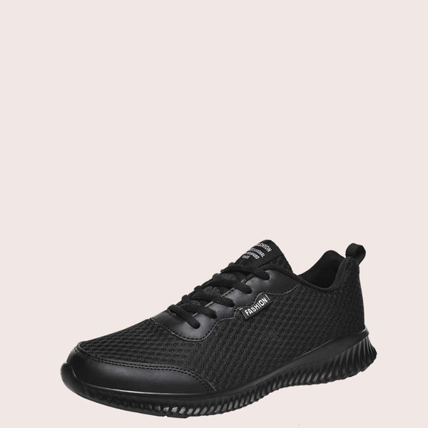 

Men Minimalist Lace-up Front Sneakers, Black