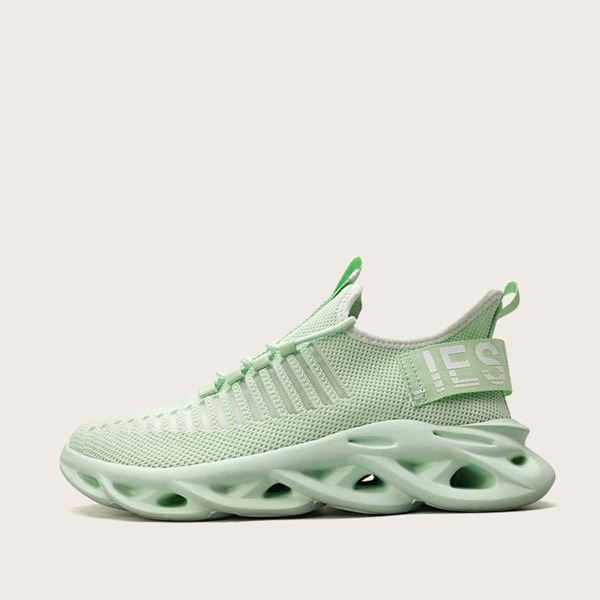 

Men Lace-up Front Mesh Panel Chunky Sneakers, Mint green