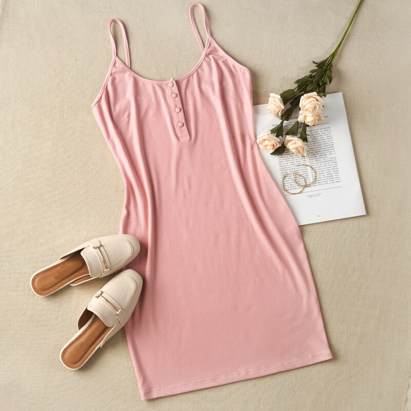 

Snap Button Cami Dress, Dusty pink