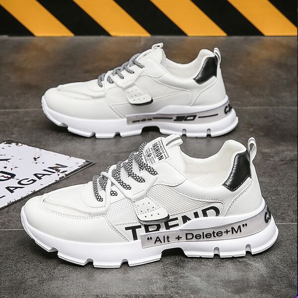 

Men Letter Graphic Mesh Panel Sneakers, White