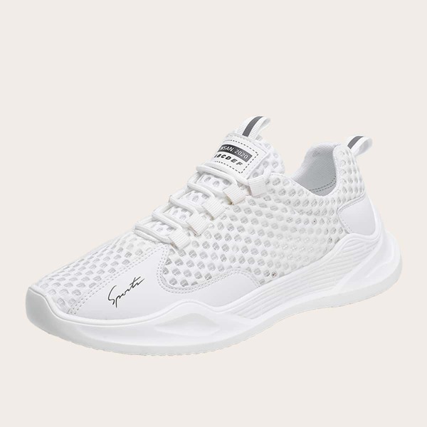 

Men Lace-up Front Hollow Out Sneakers, White